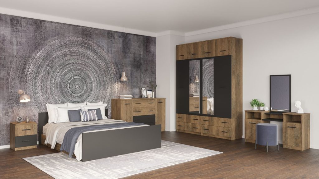 Спальня Лотос Дуб фрегат/Антрацит від Світ Меблів