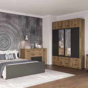 Спальня Лотос Дуб фрегат/Антрацит від Світ Меблів