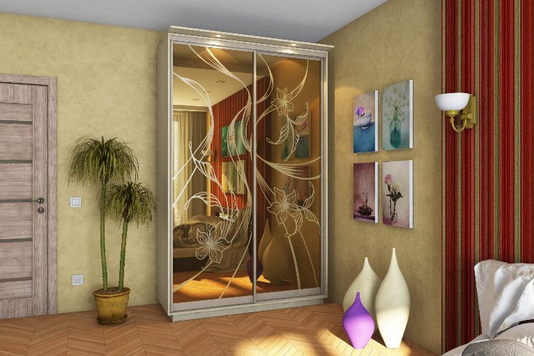 ШК-БП-150 дводверна шафа-купе з малюнком на бронзі від Гарант НВ