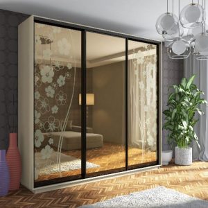 ШК-ПБ-250 тридверна шафа купе з малюнком на бронзі від Гарант НВ