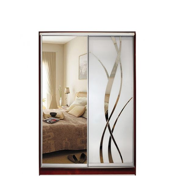 ШК-ДЗХ-110 шафа-купе дводверна з дзеркалом та художнім матуванням