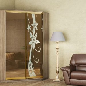 ШК-Кут-130/130 шафа-купе кутова з малюнком на бронзовому дзеркалі від Гарант НВ