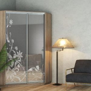 ШК-Кут-120/120 шафа-купе кутова з художнім матуванням на дзеркалі від Гарант НВ