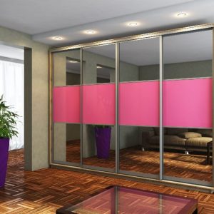 ШК-ЛБ-320 чотиридверна шафа-купе з фасадами лакобель та дзеркало бронза від Гарант