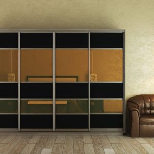 ШК-ЛБЗ-290 шафа-купе чотиридверна з фасадами лакобель та дзеркало бронза від Гарант НВ