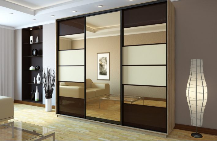 ШК-ЛБ-Д-2700 тридверна шафа з фасадами лакобель від фабрики Гарант