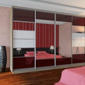 ШК-ЛБ-ДЗ-3500 чотиридверна шафа-купе з фасадами лакобель+дзеркало від Гарант НВ