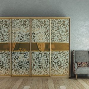 ШК-ХМЗ-280 чотиридверна з художнім матуванням на дзеркалі від Гарант НВ