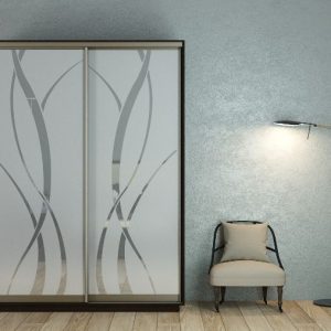 ШК-ХМ-160 дводверна шафа-купе з художнім матуванням на дзеркалі від Гарант