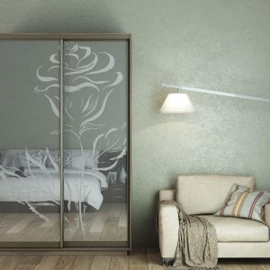 ШК-ХМ-140 шафа-купе дводверна з художнім матуванням на дзеркалі від Гарант