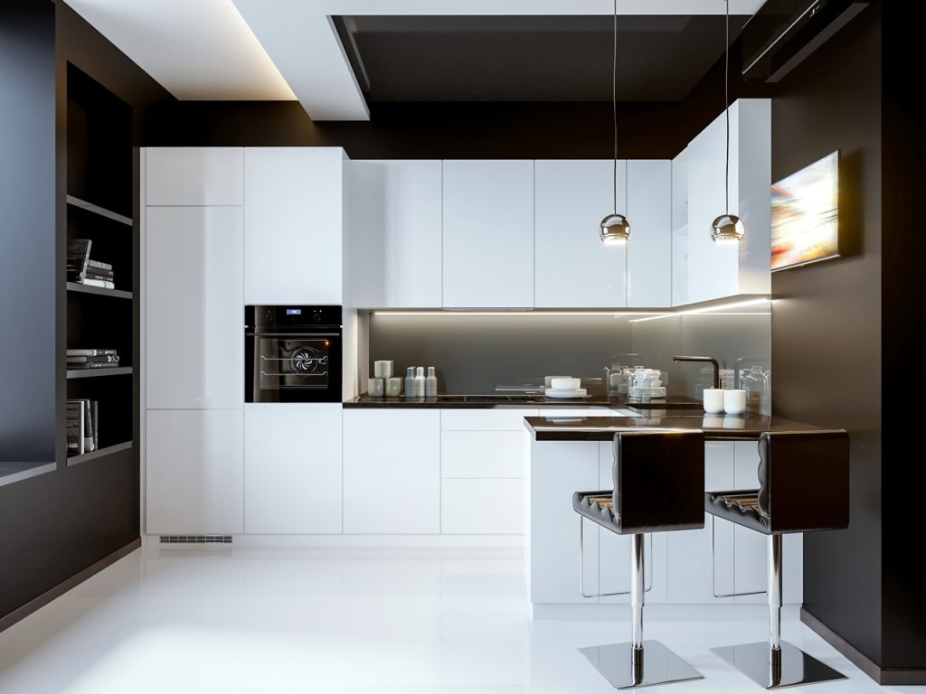 Білий хай-тек сучасна кухня від Азгард Україна