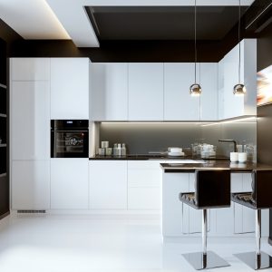 Білий хай-тек сучасна кухня від Азгард Україна