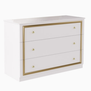 Єва комод 3Ш білий глянець / золото від фабрики МіроМарк