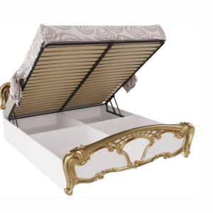 Єва двоспальне з підйомним механізмом ліжко 180/200 білий глянець / золото від фабрики МіроМарк