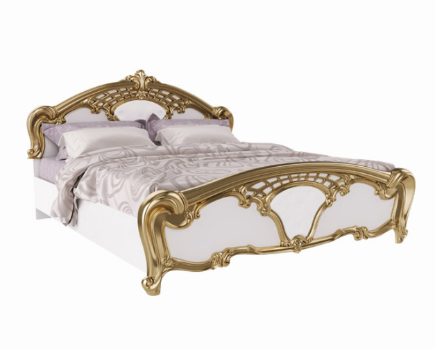 Єва двоспальне ліжко 160/200 білий глянець / золото від фабрики МіроМарк