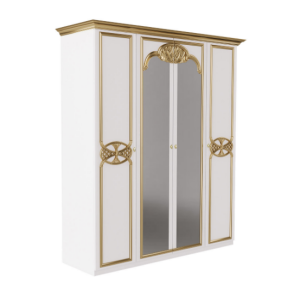 Єва шафа чотиридверна білий глянець / золото від фабрики МіроМарк