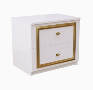 Єва тумба приліжкова 2Ш білий глянець / золото від фабрики МіроМарк