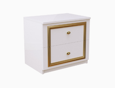 Єва тумба приліжкова 2Ш білий глянець / золото від фабрики МіроМарк