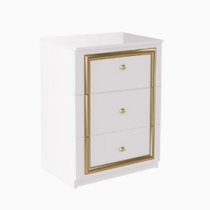 Єва тумба приліжкова 3Ш білий глянець / золото від фабрики МіроМарк