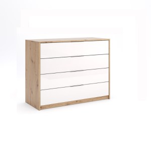 Комод Raymond/Реймонд 4шх Глянець Білий/Дуб Артізан від МіроМарк Україна