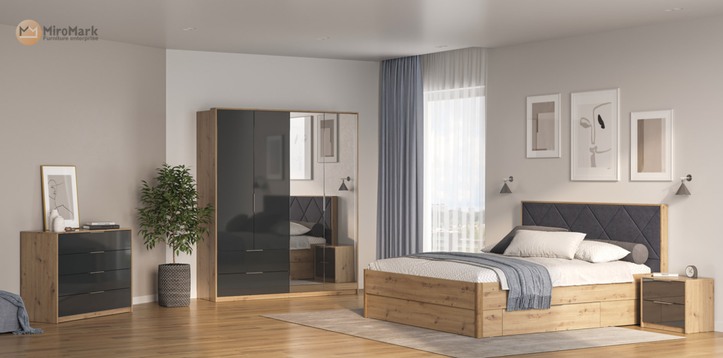 Спальня Raymond/Реймонд Дуб Артізан/Мат Антрацит від фабрики МіроМарк Україна