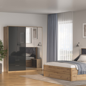 Спальня Raymond/Реймонд Дуб Артізан/Мат Антрацит від фабрики МіроМарк Україна