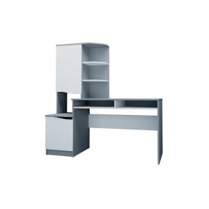 Комп'ютерний стіл Gaston Біла Аляска/Графіт лівий/Intarsio