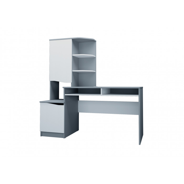 Комп'ютерний стіл Gaston Біла Аляска/Графіт лівий/Intarsio