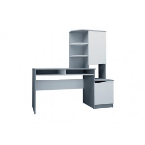 Комп'ютерний стіл Gaston Біла Аляска/Графіт правий/Intarsio