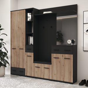 Амбре антрацит/дуб білий комплект меблів для передпокою від фабрики Світ Меблів Україна