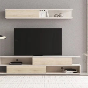 Стінка у вітальню Брік / Brik Гербор Кашемір/дуб сонома