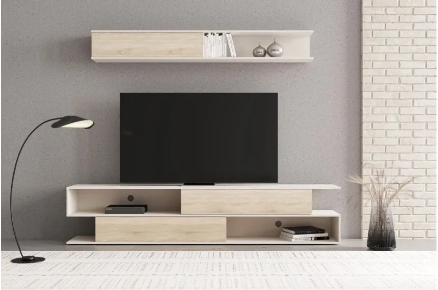 Стінка у вітальню Брік / Brik Гербор Кашемір/дуб сонома