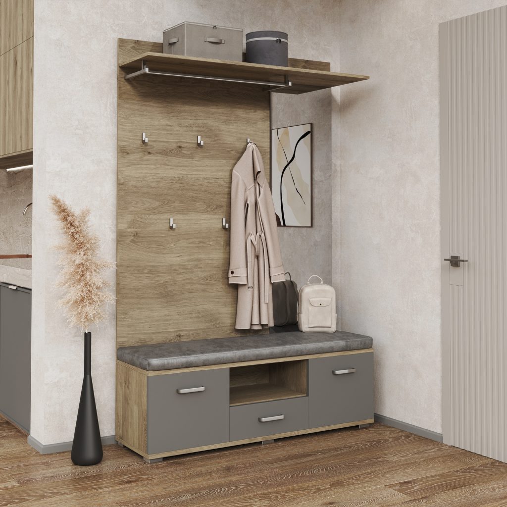 Бруна дуб білий/сіра мишка сучасний передпокій від Світ Меблів Україна