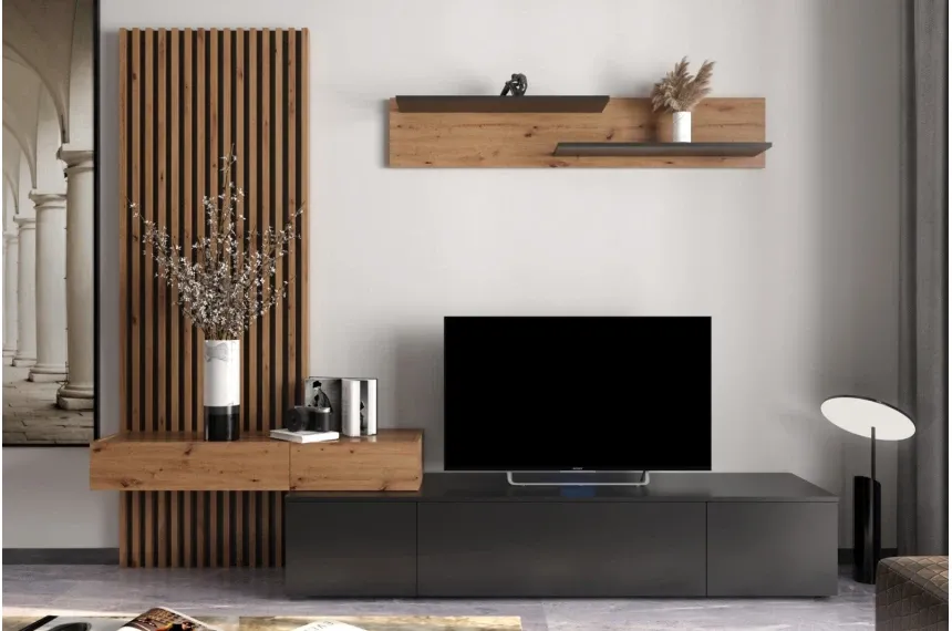 Стінка у вітальню Ребека плюс / Rebeca з декоративними рейками Гербор