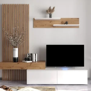 Стінка у вітальню Ребека / Rebeca з декоративними рейками Гербор