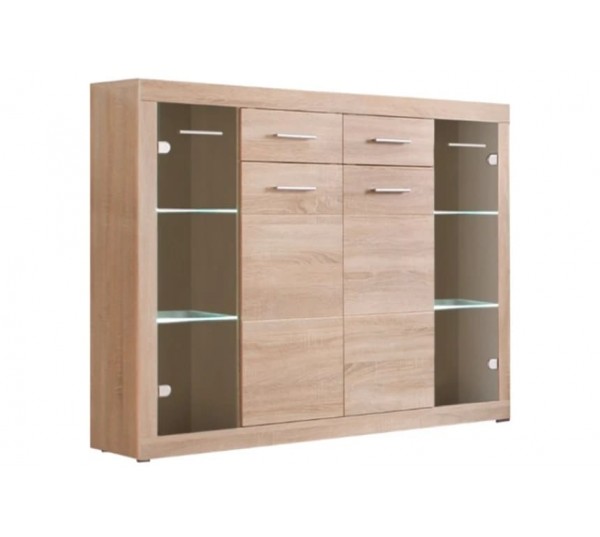 ЕЛІЯ_Комод KOM2D2S2W (дуб сонома / дуб сонома)+підсвітка