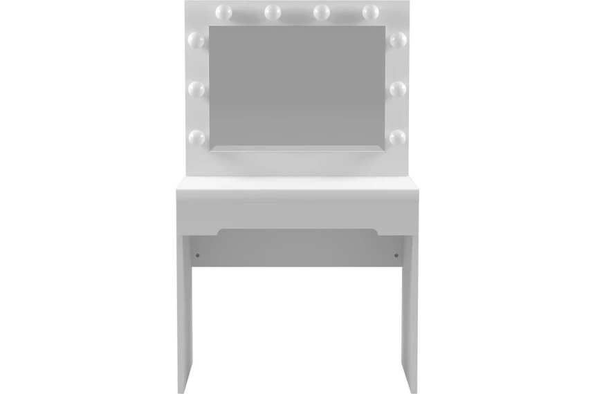 Стіл візажиста для макіяжу БРВ з дзеркалом та підсвіткою Білий/білий глянець