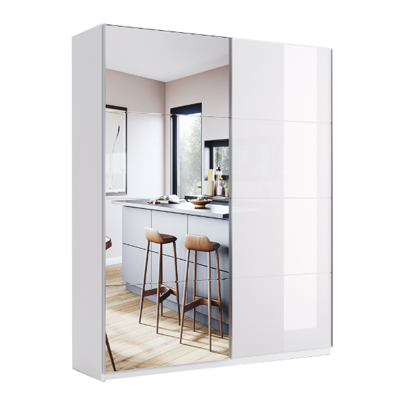 Шафа-купе VIVA/ВІВА 150 см дзеркало/білий глянець від Миро Марк