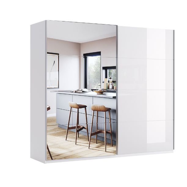 Шафа-купе VIVA/ВІВА 250 см дзеркало/білий глянець від Миро Марк