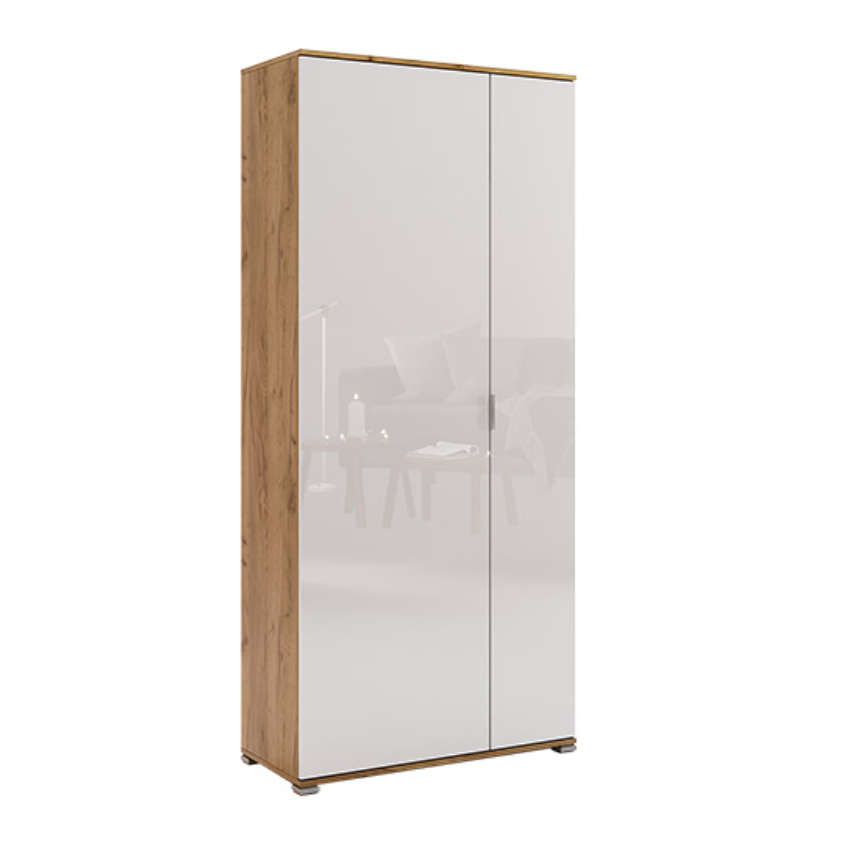 Асті 2Д шафа дводверна Двері Глянець Білий без дзеркала від фабрики МіроМарк