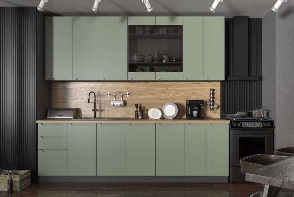 Агата сучасна кухня з фарбованими фасадами та інтегрованою ручкою від Мебель Сервіс Україна