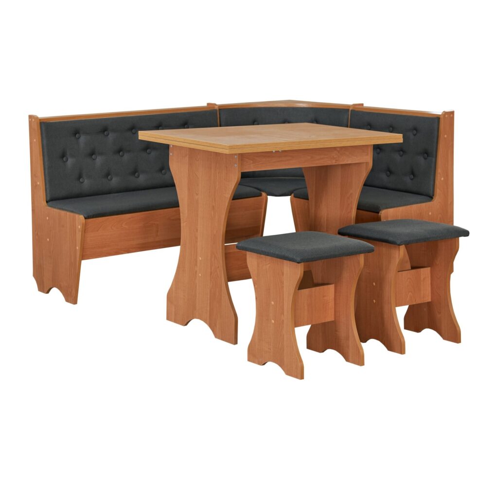 Кухонний куток ДСП Вільха тканина сіра + стіл + табуретки від Мебель-Сервіс