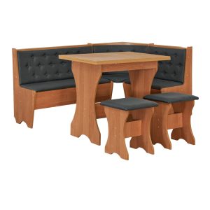 Кухонний куток ДСП Вільха тканина сіра + стіл + табуретки від Мебель-Сервіс