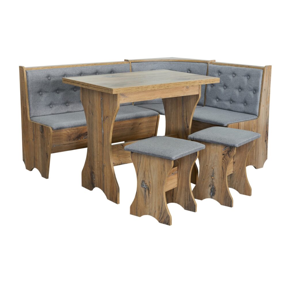 Кухонний куток ДСП Дуб флагшток сірий + стіл + табуретки від Мебель-Сервіс