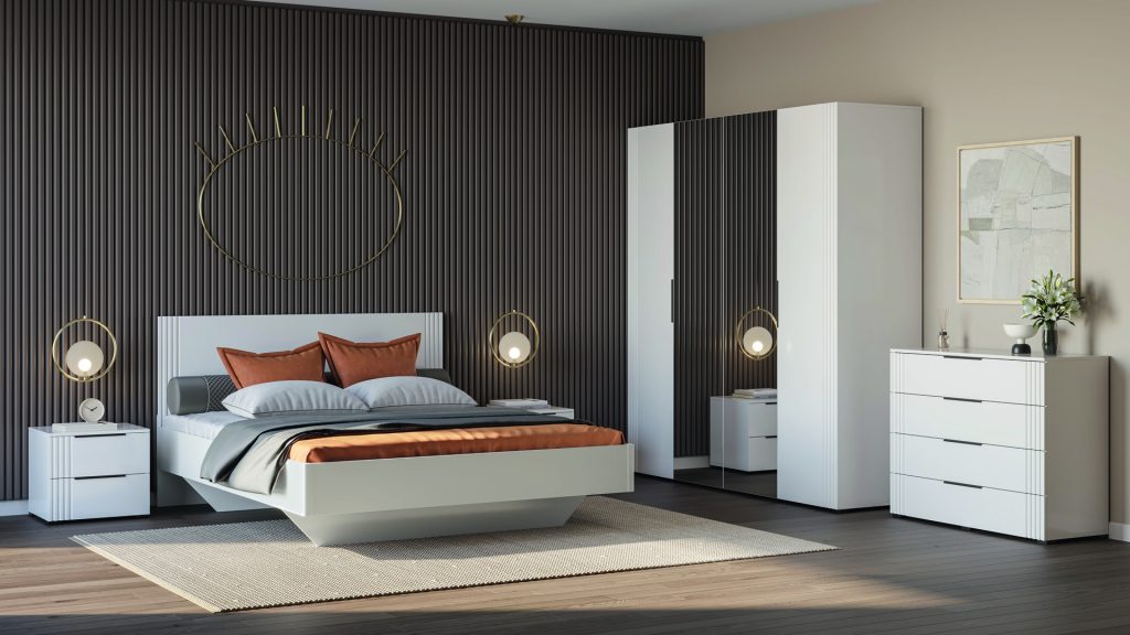 Амелія біла глянцева спальня МДФ від фабрики Світ Меблів Україна