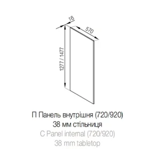 Б'янка Панель/920 внутрішня до стільниці 38 мм модуль
