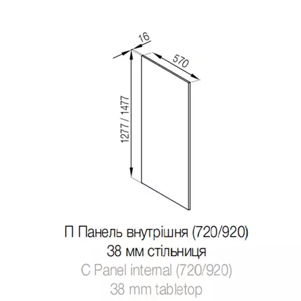 Б'янка Панель/720 внутрішня до стільниці 38 мм модуль