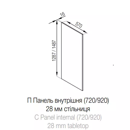 Б'янка Панель/720 внутрішня до стільниці 28 мм модуль
