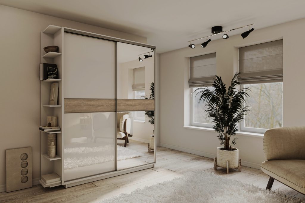 ШК-ФДЛ-180 дводверна шафа-купе з фасадами лакобель від Гарант НВ