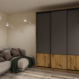 ШК-Д-190 тридверна шафа-купе з фасадами ДСП гоафіт від фабрики Гарант